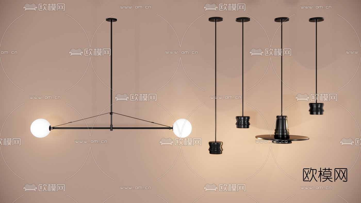 现代轻奢吊灯su模型下载（渲染图1）
