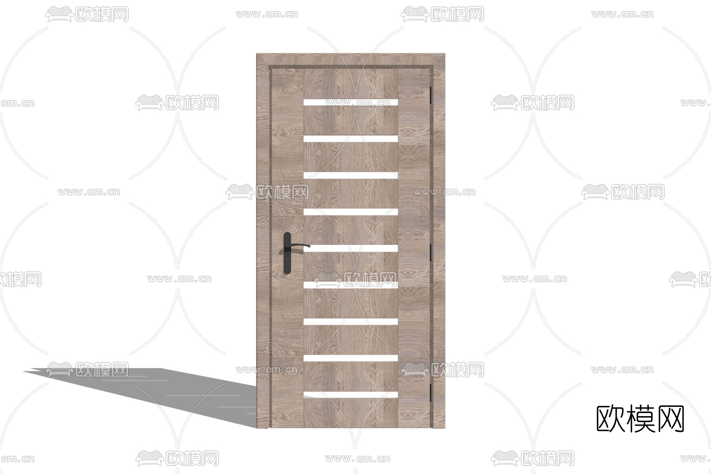 现代原木单开门免费su模型下载