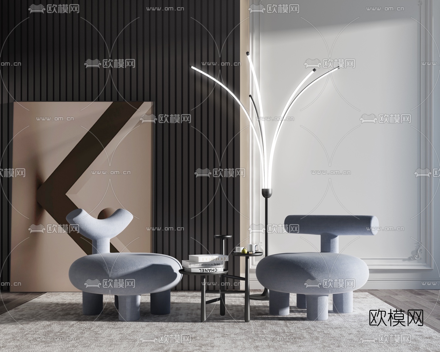 现代布艺休闲沙发3d模型