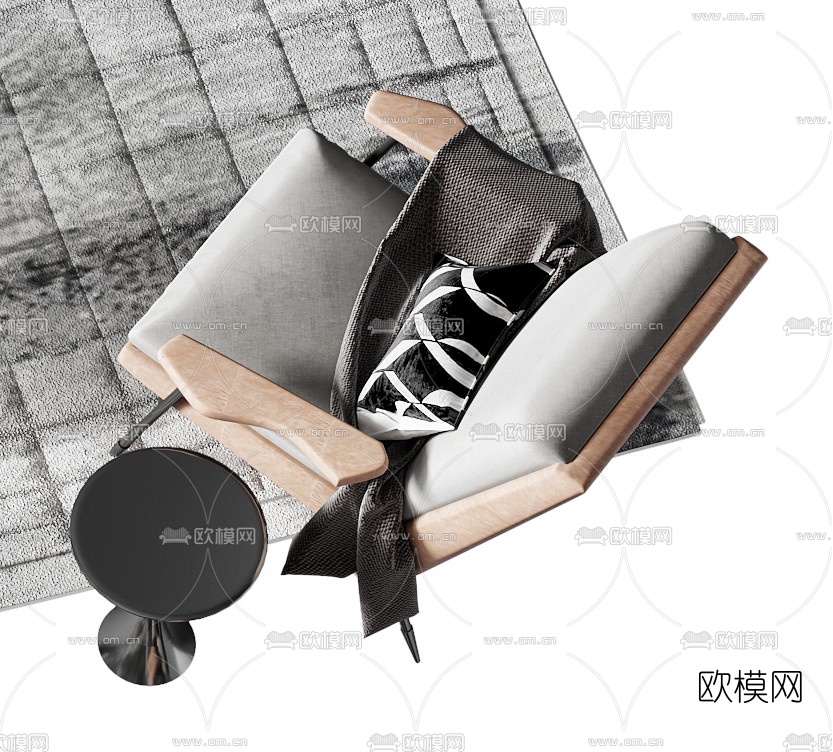 现代布艺弧形组合沙发3d模型