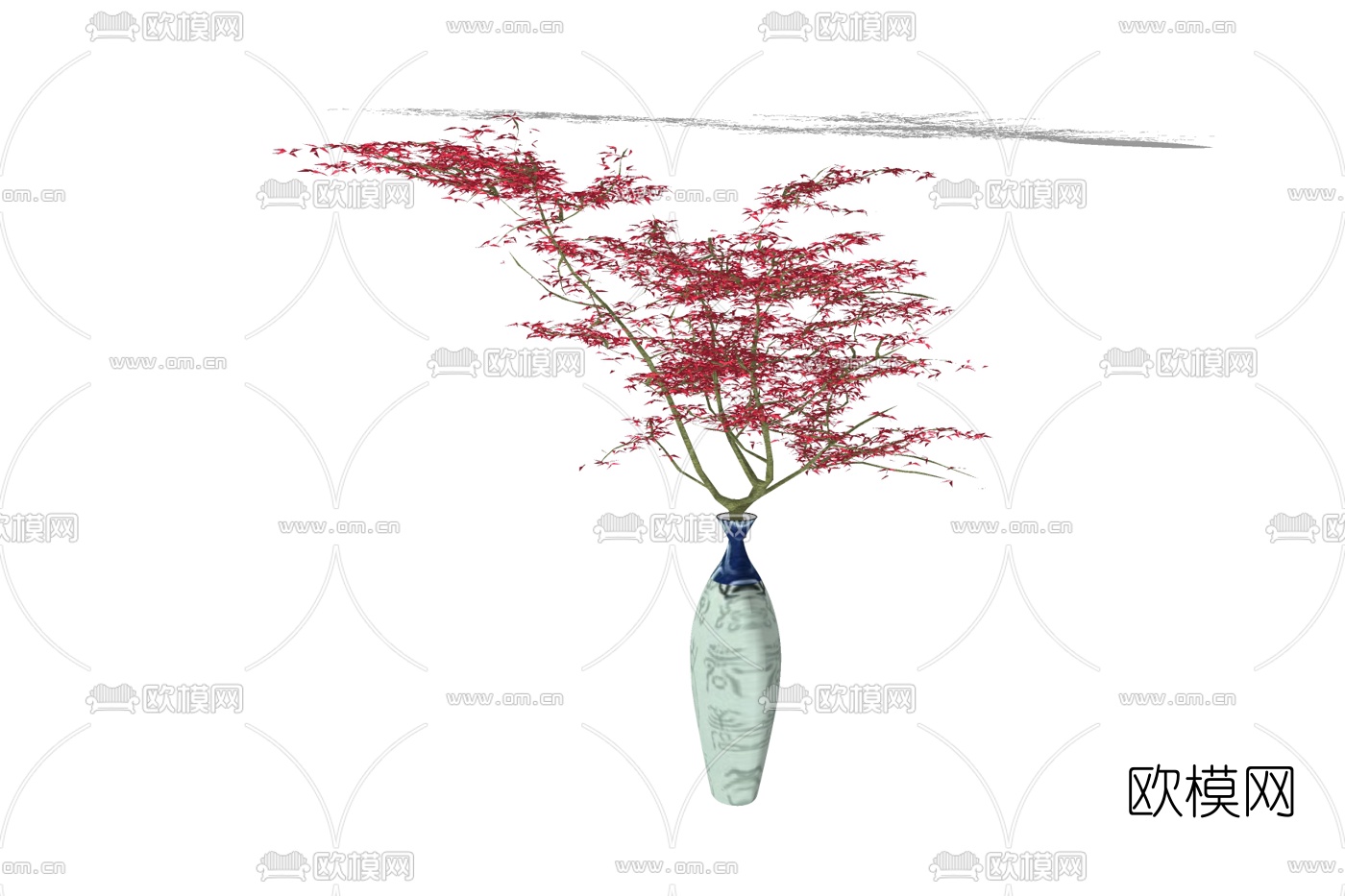 新中式花瓶花卉免费su模型下载