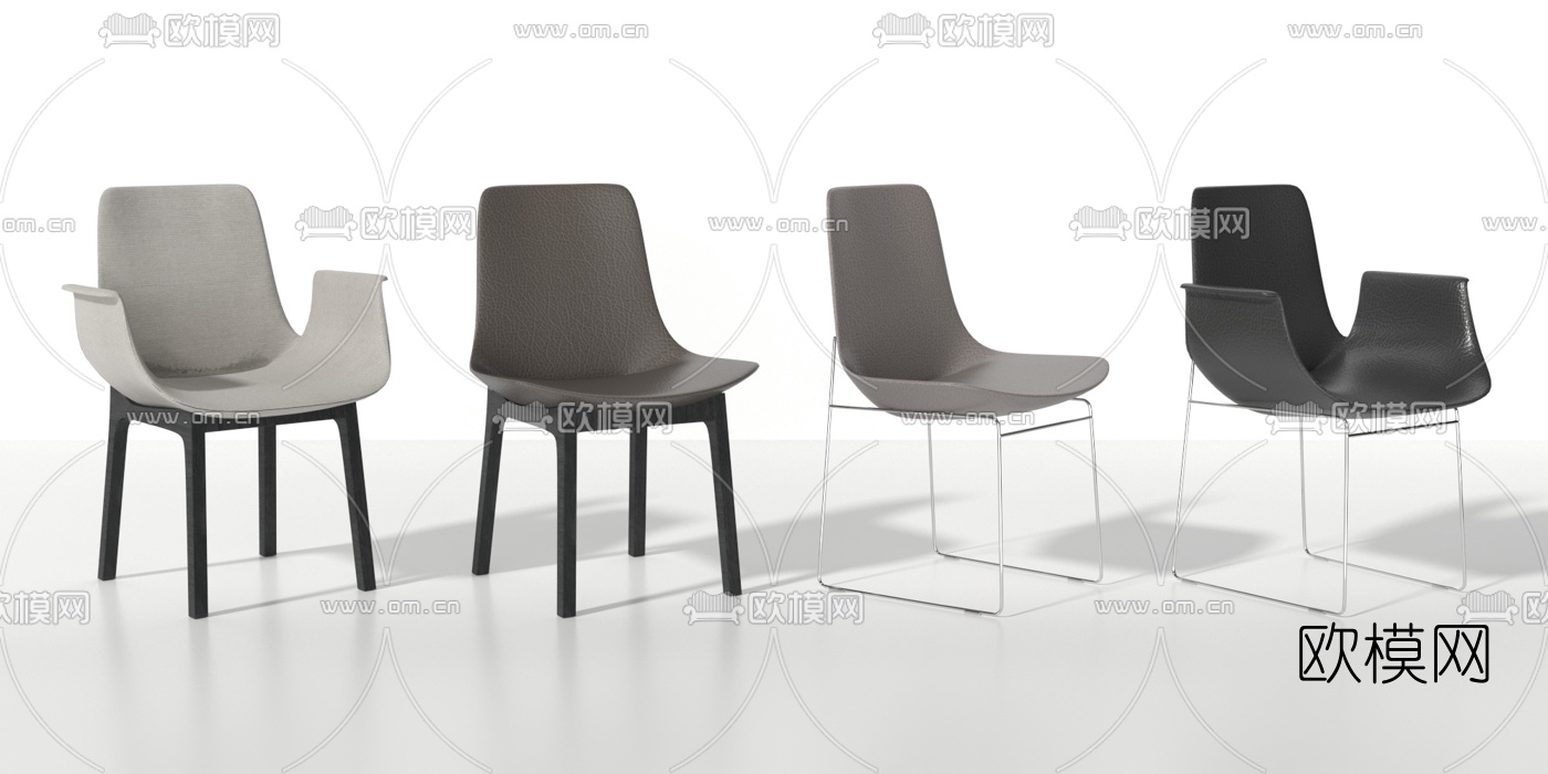 现代皮革休闲椅3d模型下载