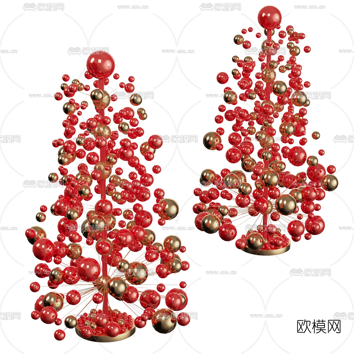 现代创意圣诞树摆件3d模型下载