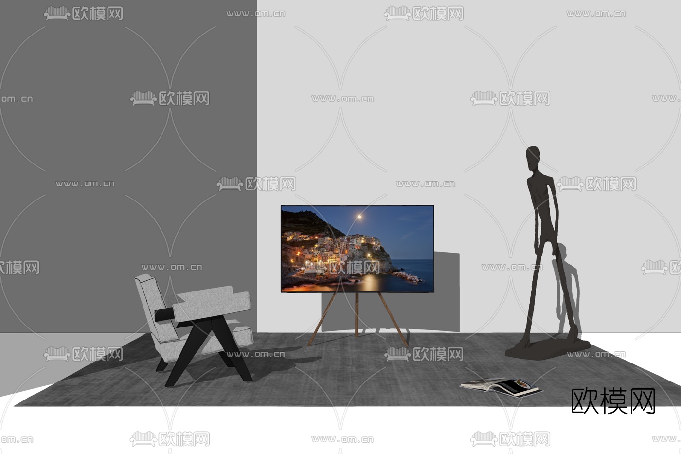 现代雕塑装饰画布艺休闲椅su模型
