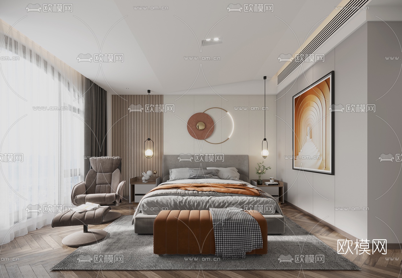 现代卧室主卧3d模型
