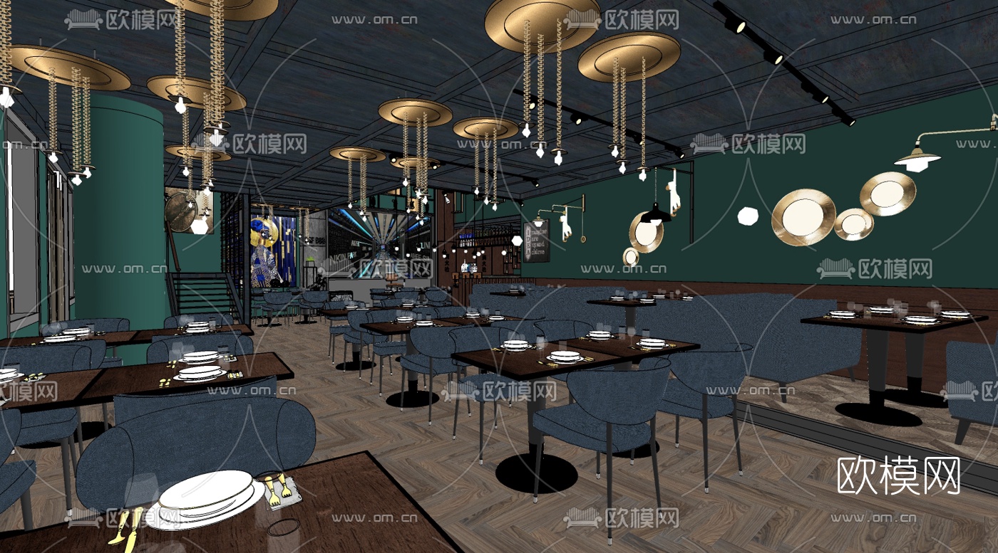 后现代酒吧清吧su模型下载（渲染图1）