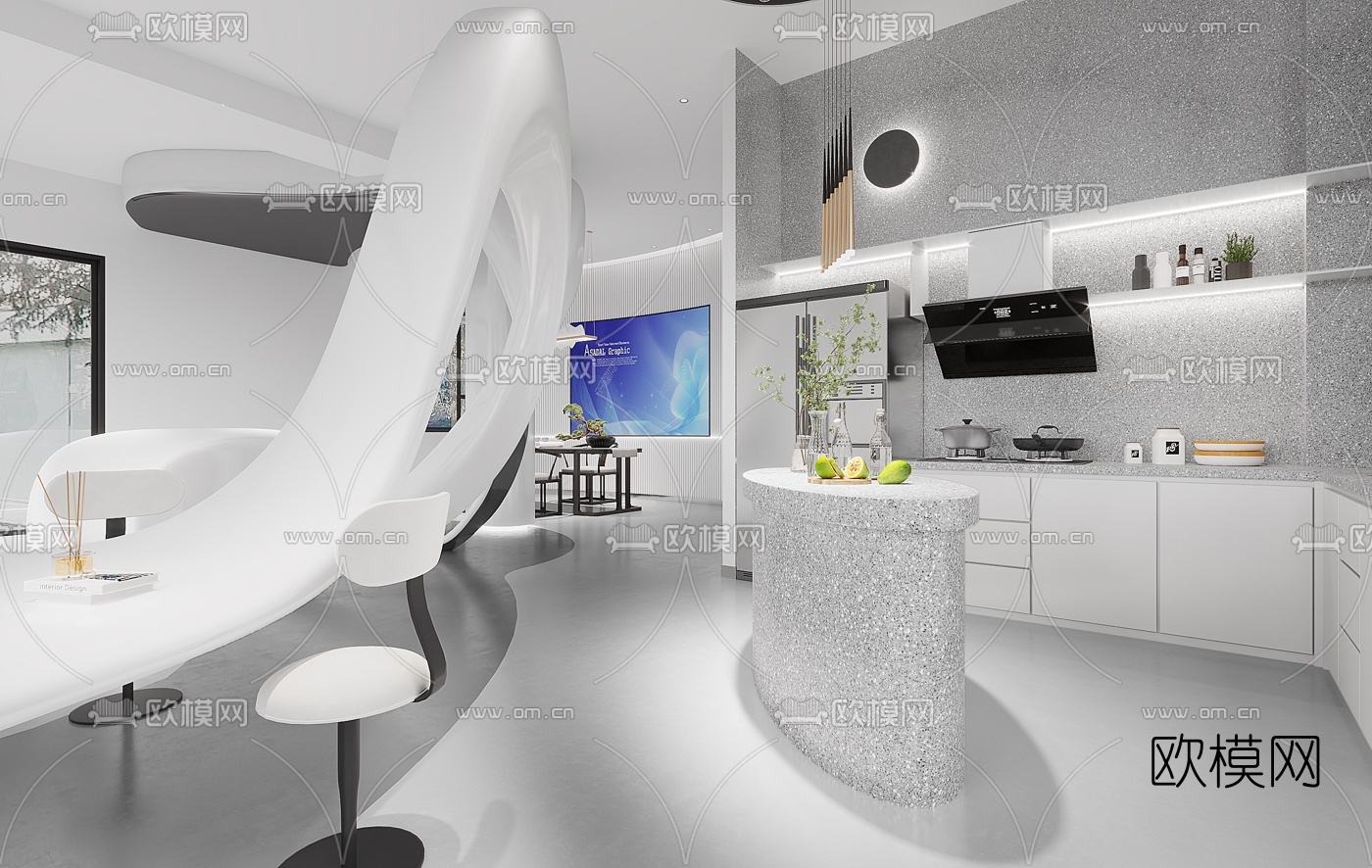 现代家居展厅茶室3d模型