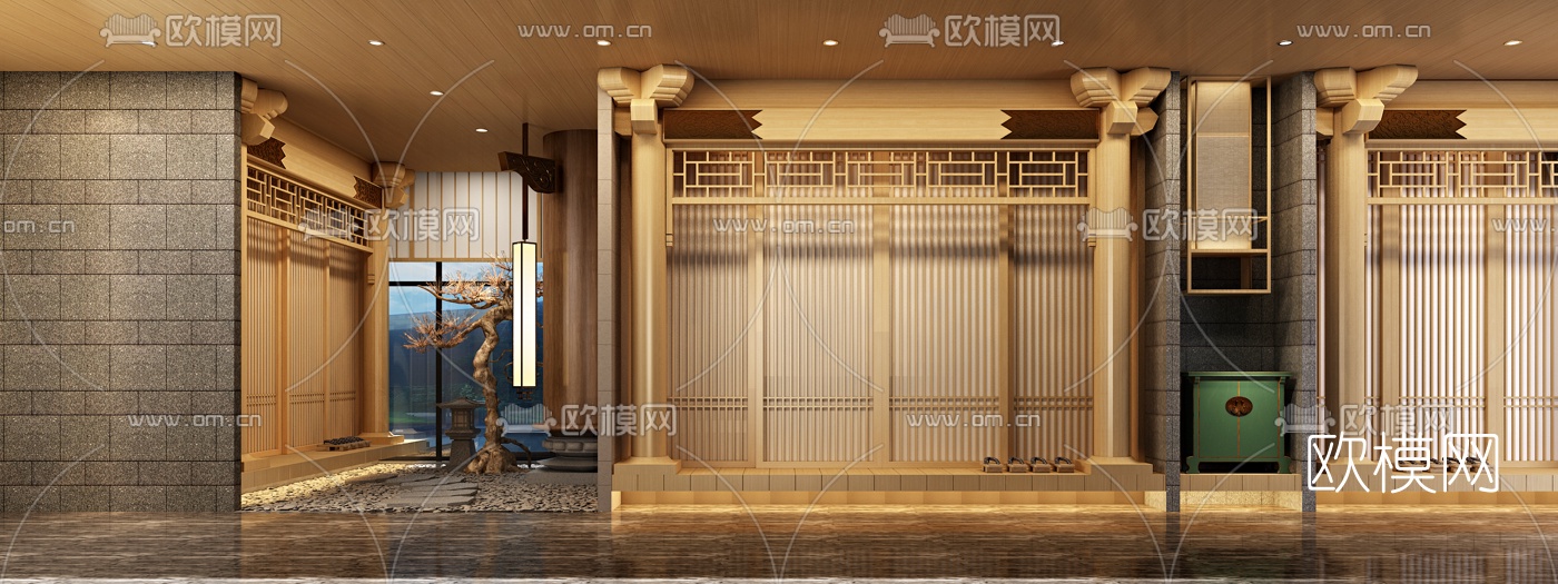 日式料理店走廊3d模型