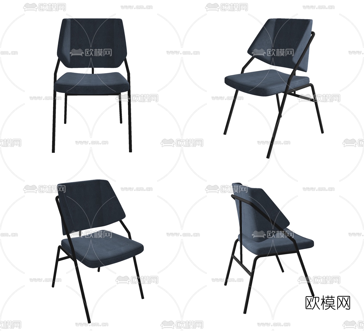 现代布艺餐椅su模型下载（渲染图2）