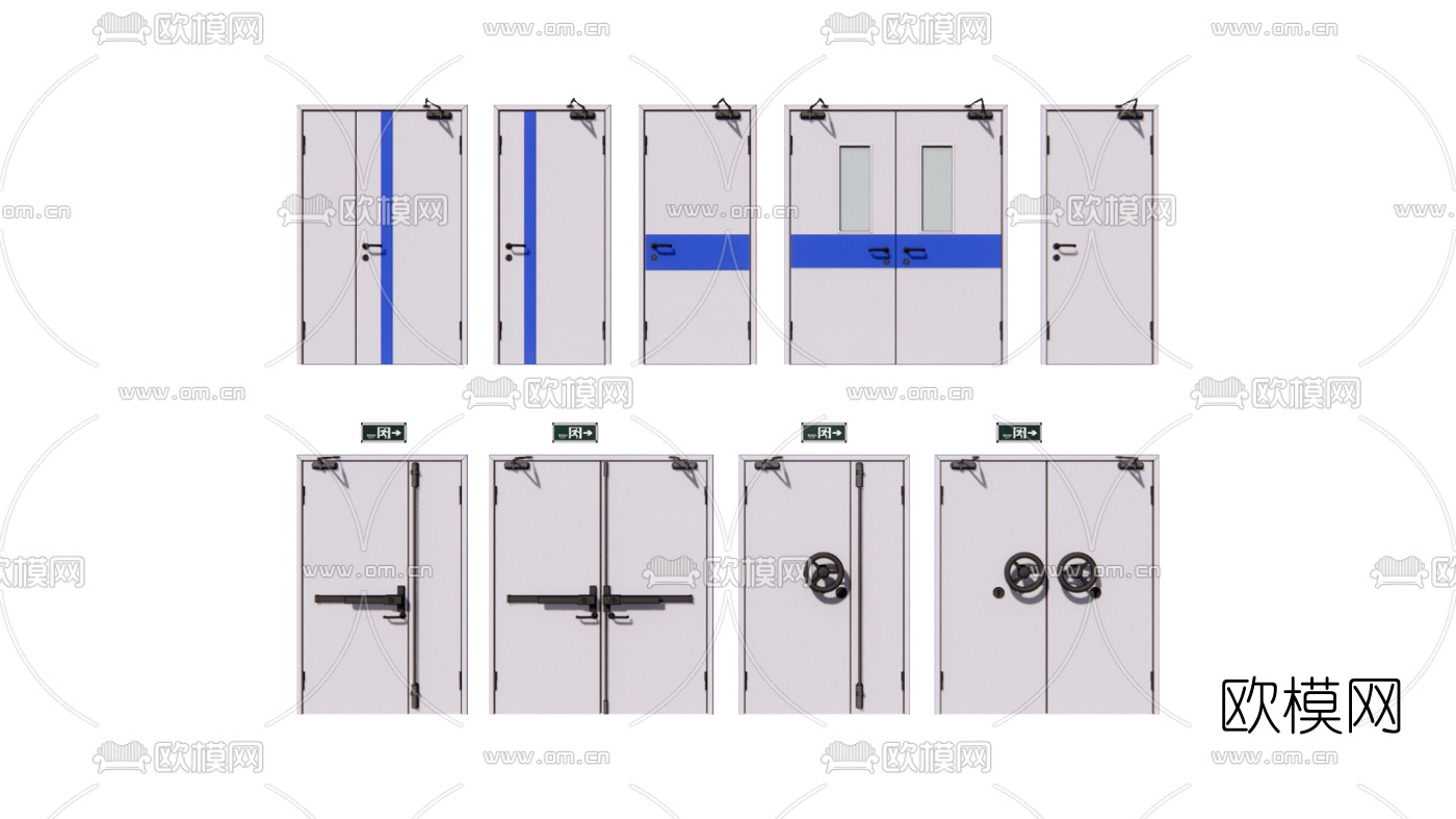 现代安全门 消防门su模型下载
