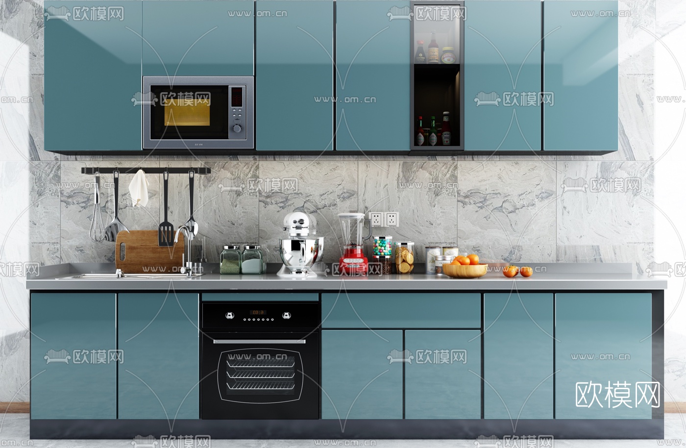 现代橱柜3d模型下载