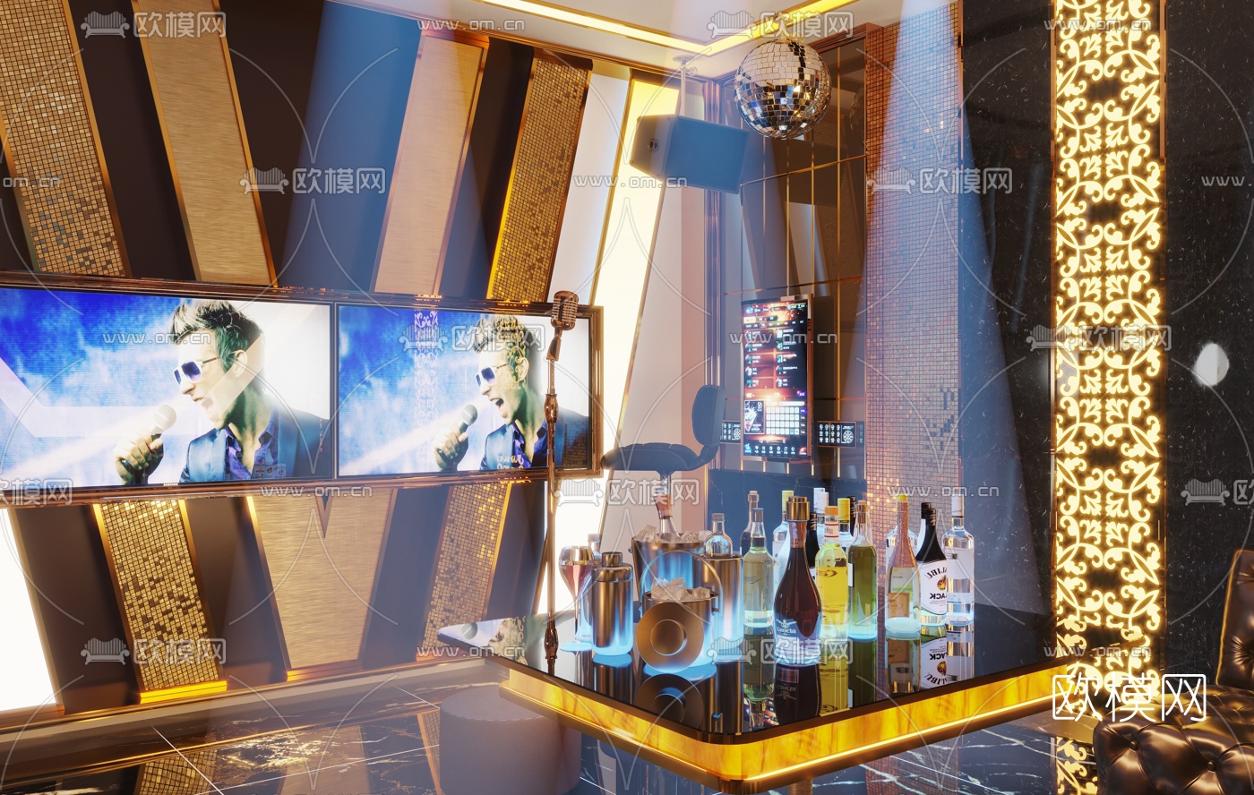现代轻奢KTV包房3d模型