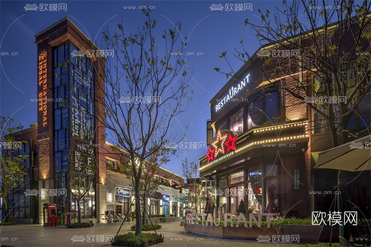 现代商业街su模型下载（渲染图3）
