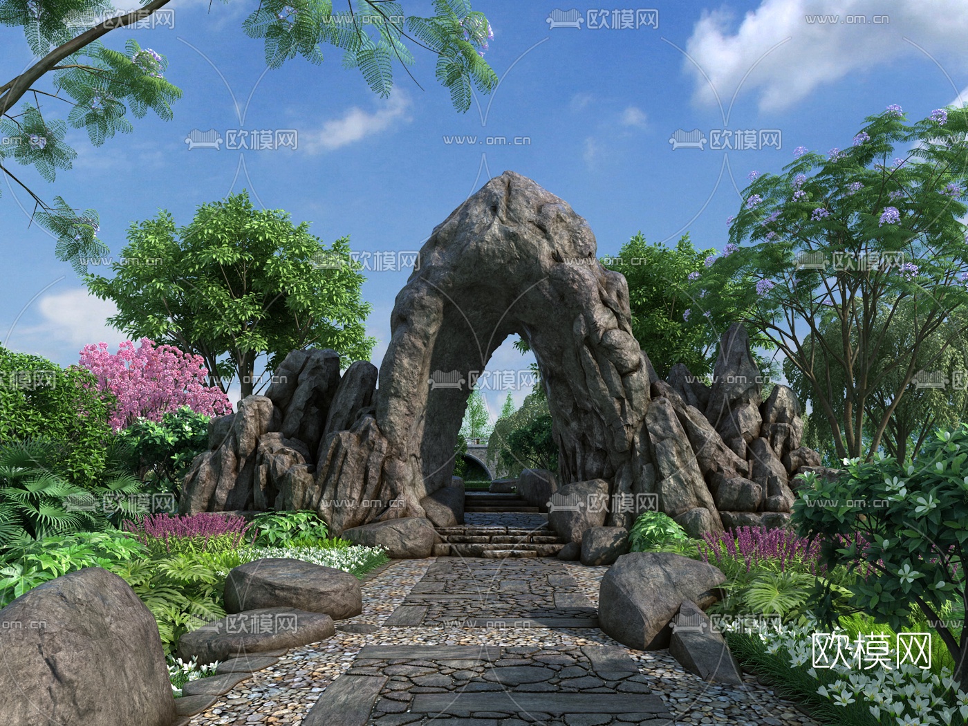 自然风假山园林景观3d模型
