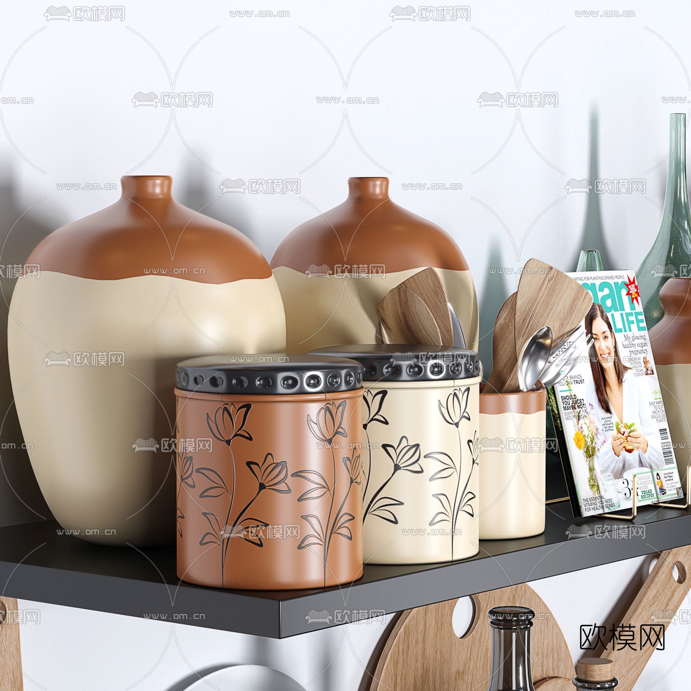 北欧厨房厨具餐具3d模型下载（渲染图3）