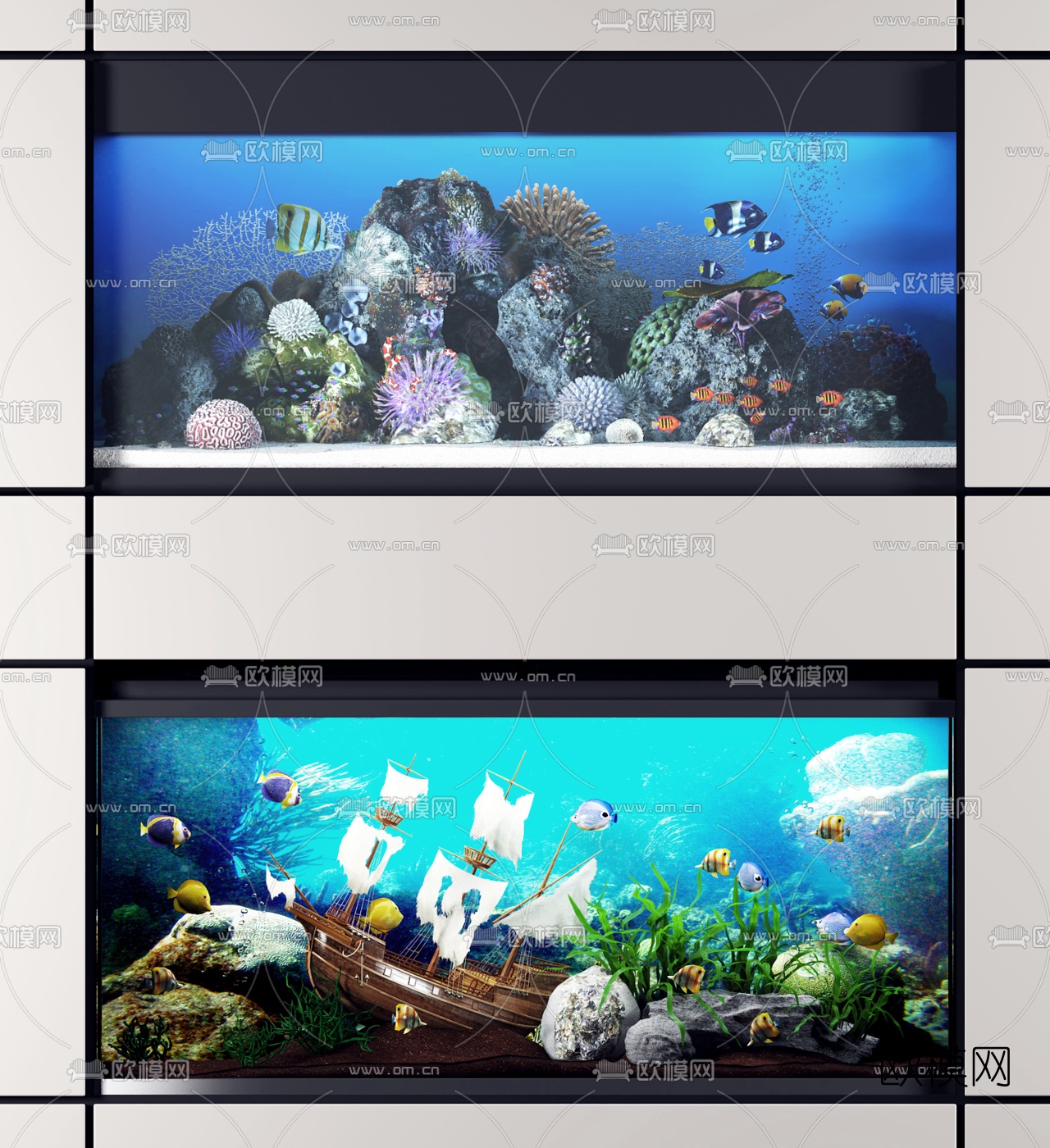 现代嵌入式鱼缸3d模型