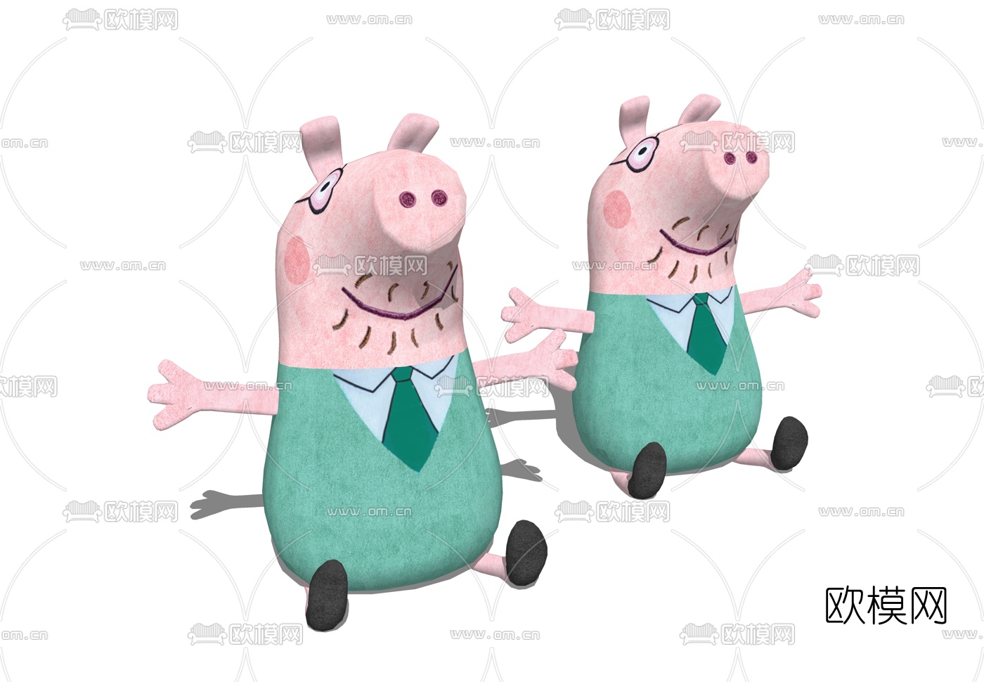 现代儿童猪玩偶公仔su模型下载