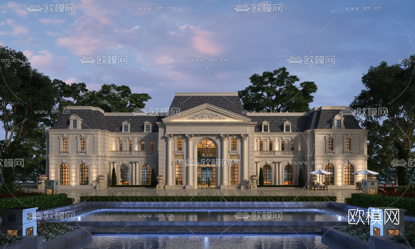 法式售楼部外观3d模型下载