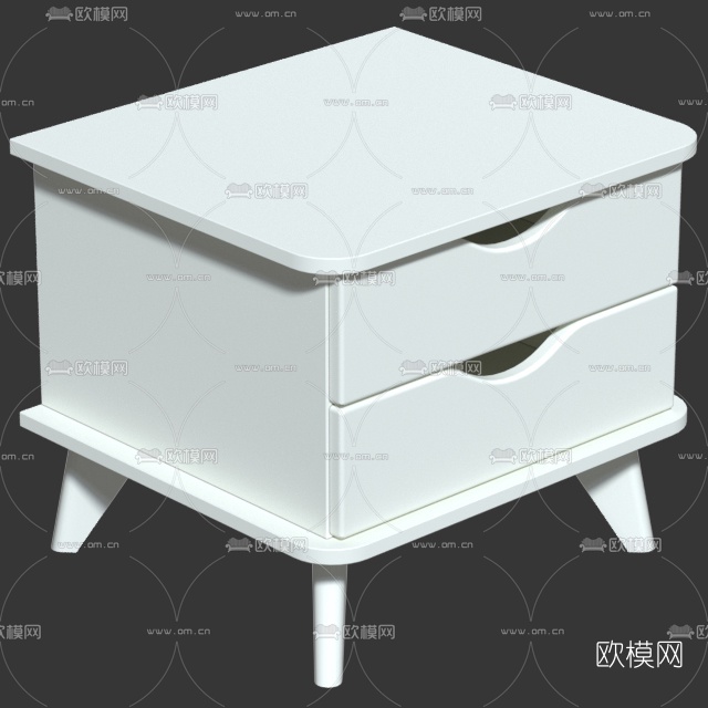 现代实木床头柜免费3d模型下载