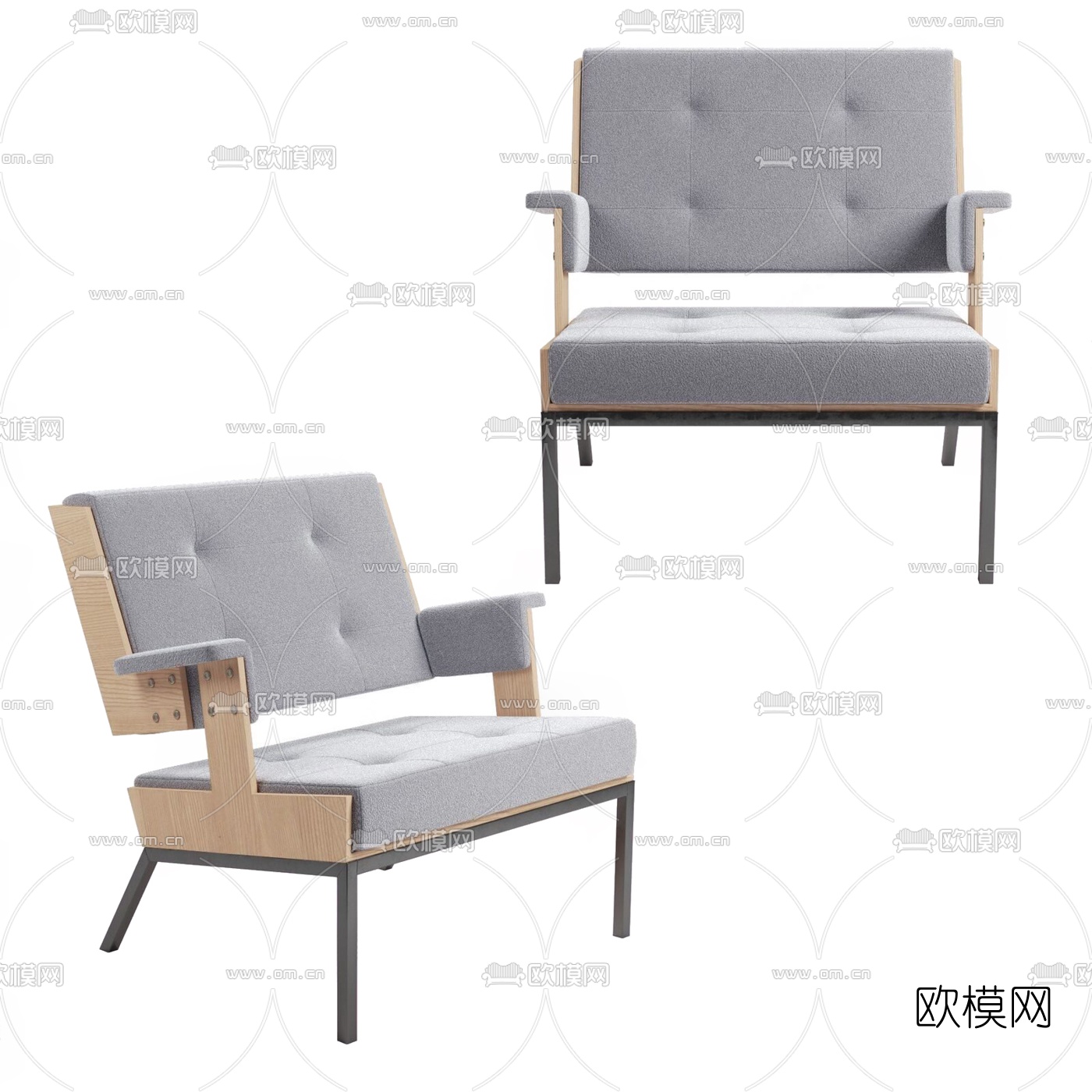 现代布艺休闲椅3d模型-免费3dmax模型库-欧模网