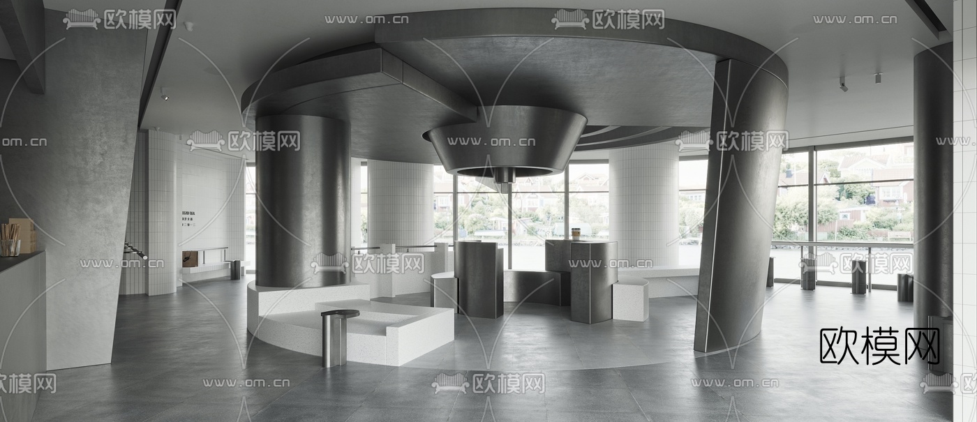 现代奶茶店3d模型