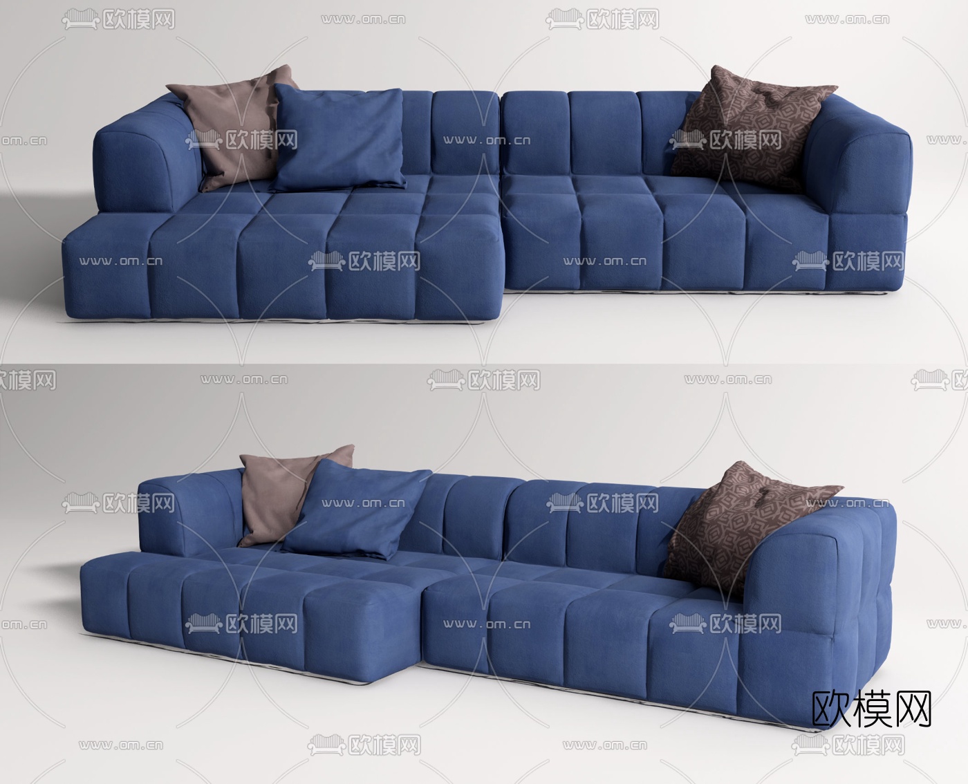 现代布艺多人沙发su模型下载（渲染图1）