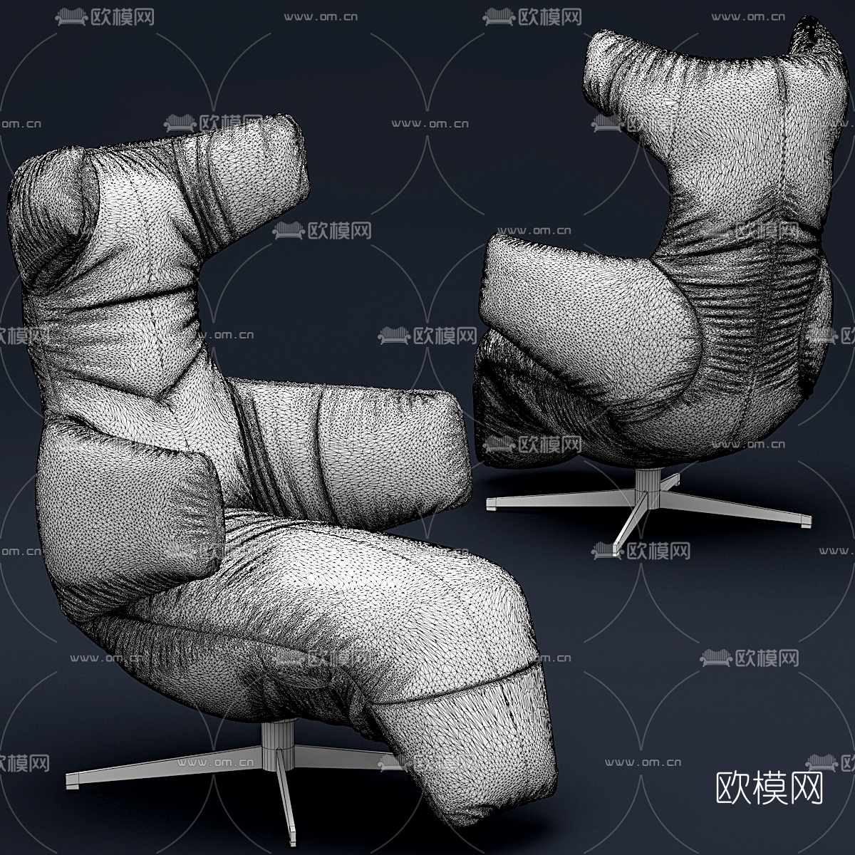 现代布艺休闲躺椅3d模型