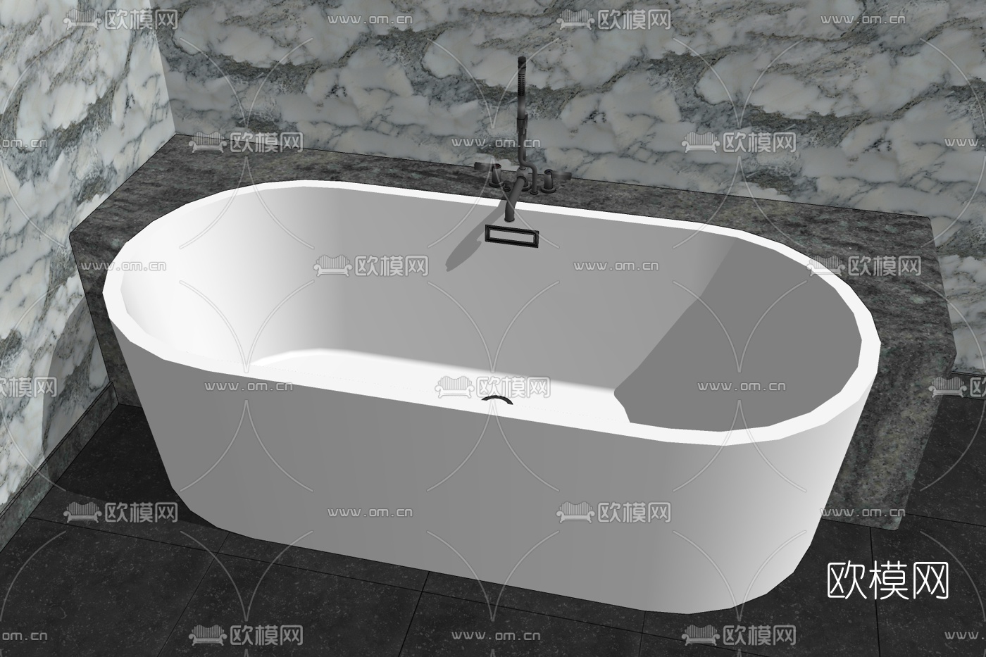 现代浴缸免费su模型下载