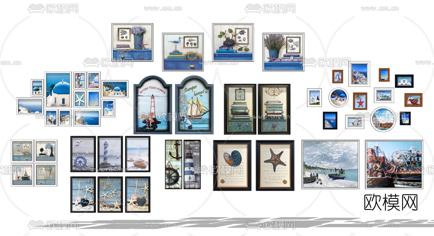 地中海风景装饰画su模型下载