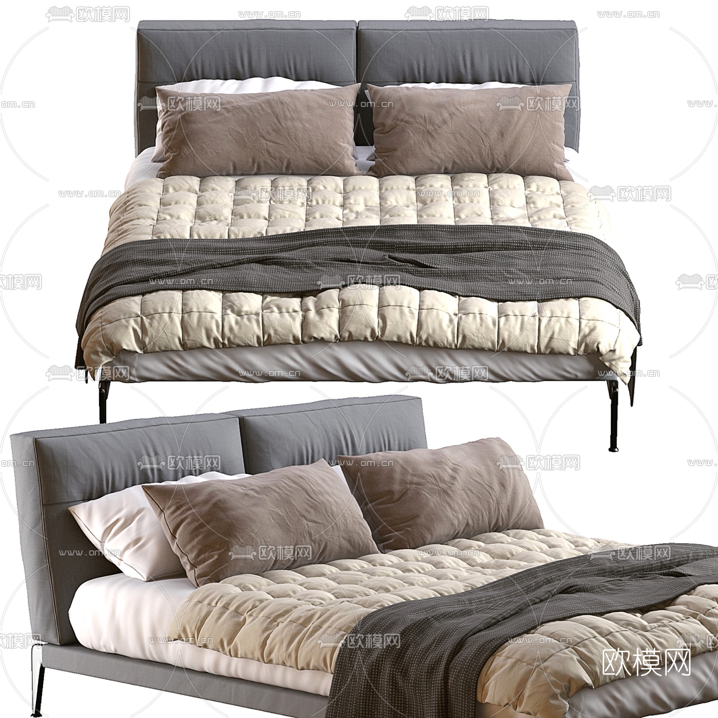 FLEXFORM 双人床3d模型下载（渲染图2）