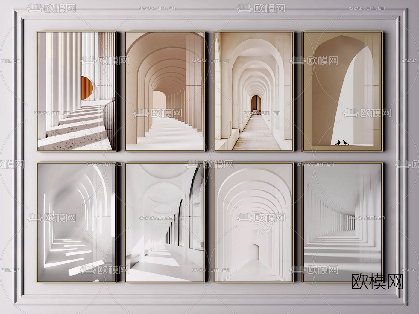 现代室内光影挂画3d模型