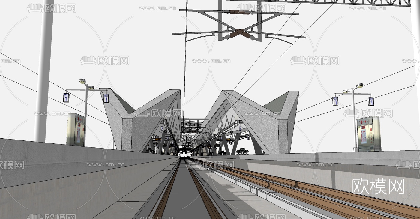 现代车站站台su模型下载（渲染图4）