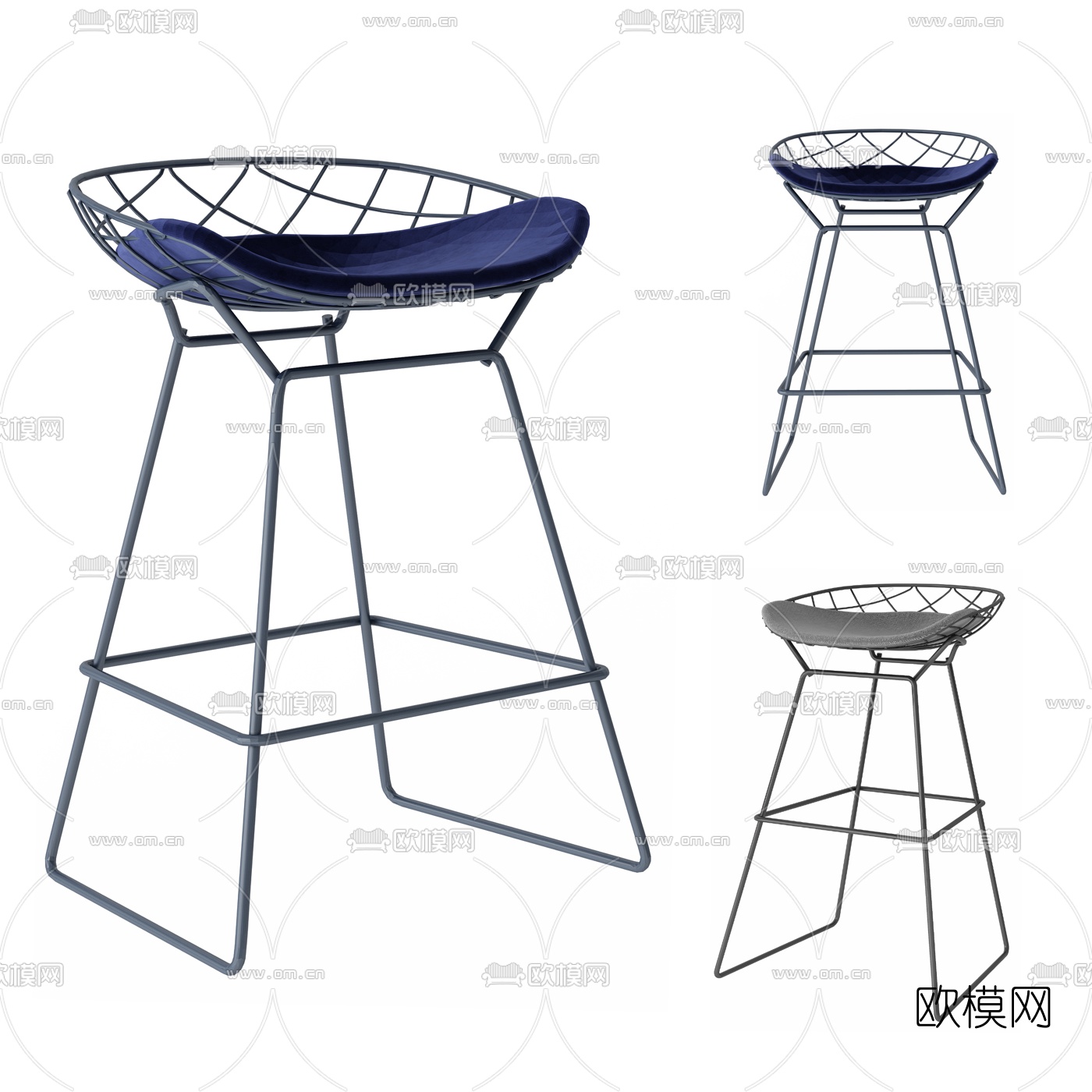工业风铁艺吧台椅3d模型