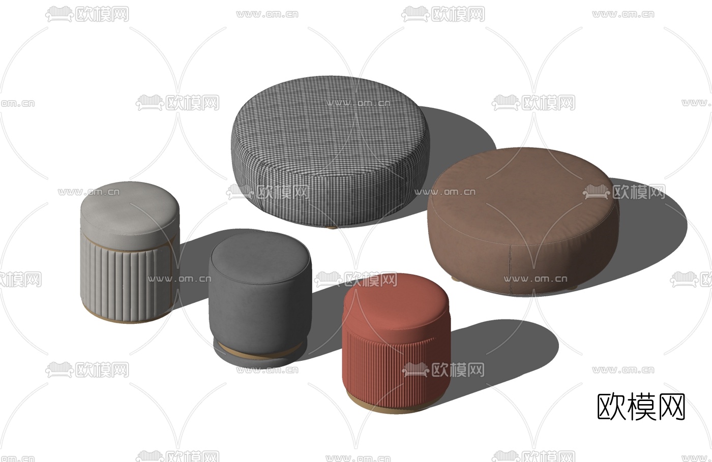 现代布艺凳子su模型下载