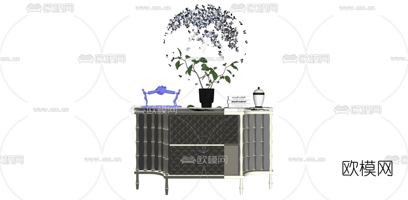 现代轻奢边柜su模型下载