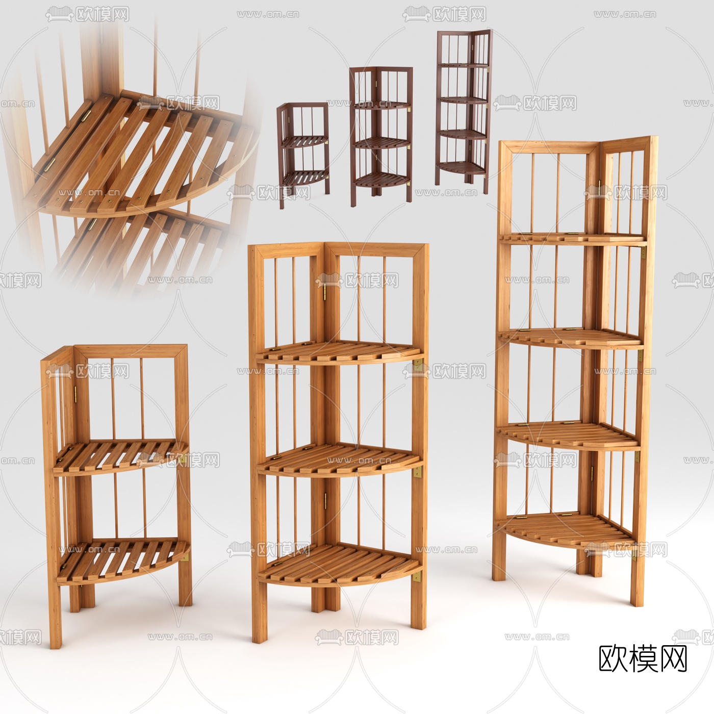 北欧墙角置物架免费3d模型下载（渲染图1）