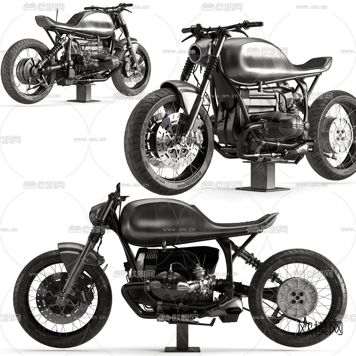 工业风朋克机车摩托车3d模型下载