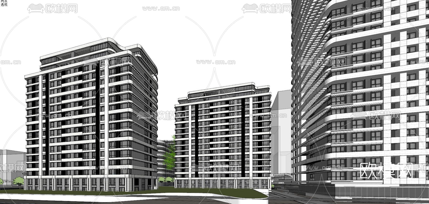 现代办公园区鸟瞰su模型下载（渲染图6）