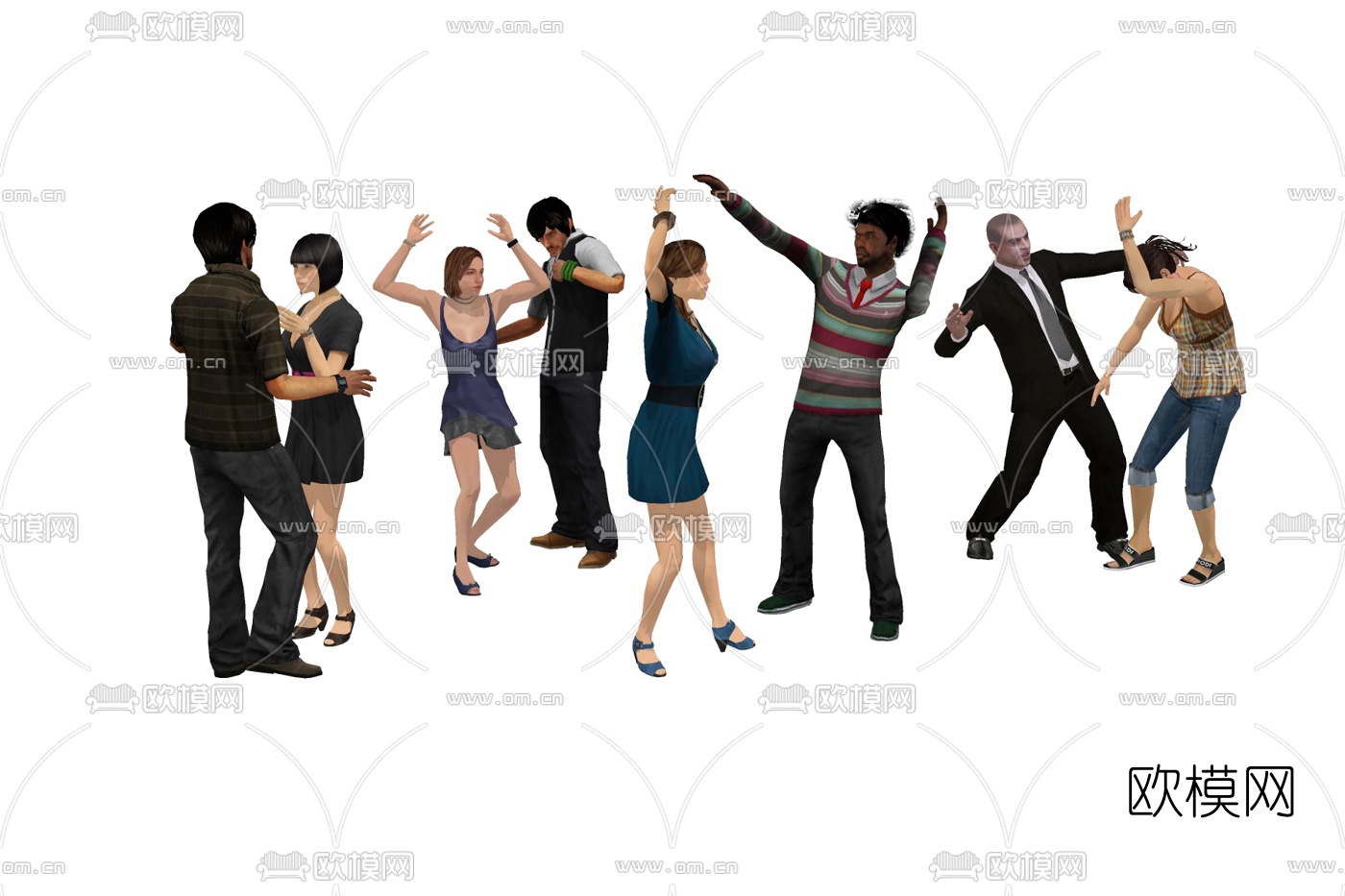 现代人物组合su模型下载