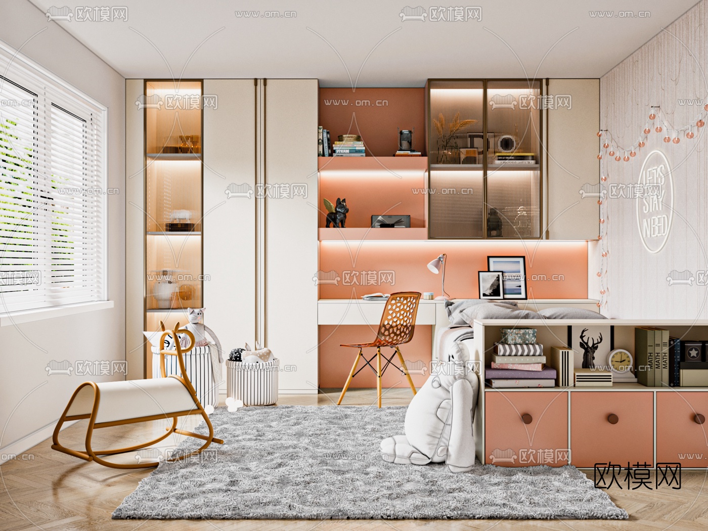 现代儿童房卧室3d模型