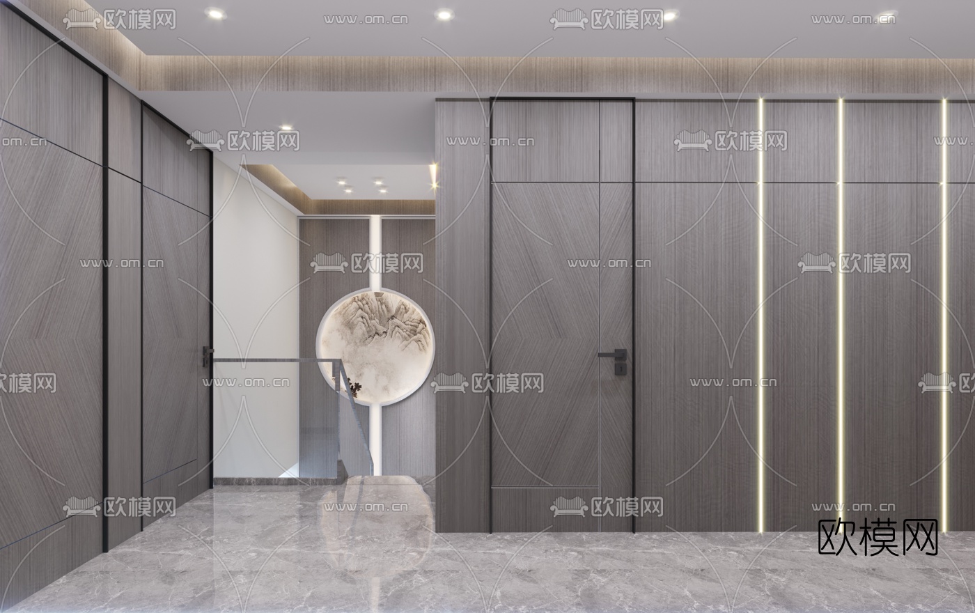 新中式过道楼梯间3d模型