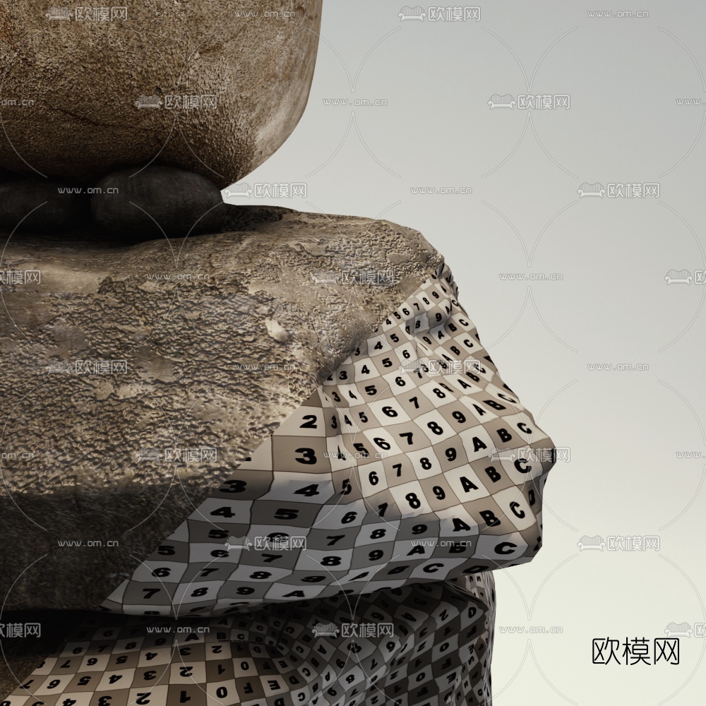 中式假山水壶流水园艺小品3d模型下载（渲染图2）