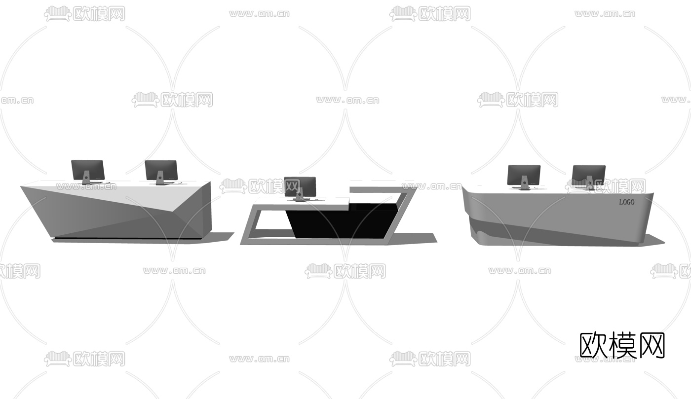 现代前台服务台su模型下载（渲染图1）