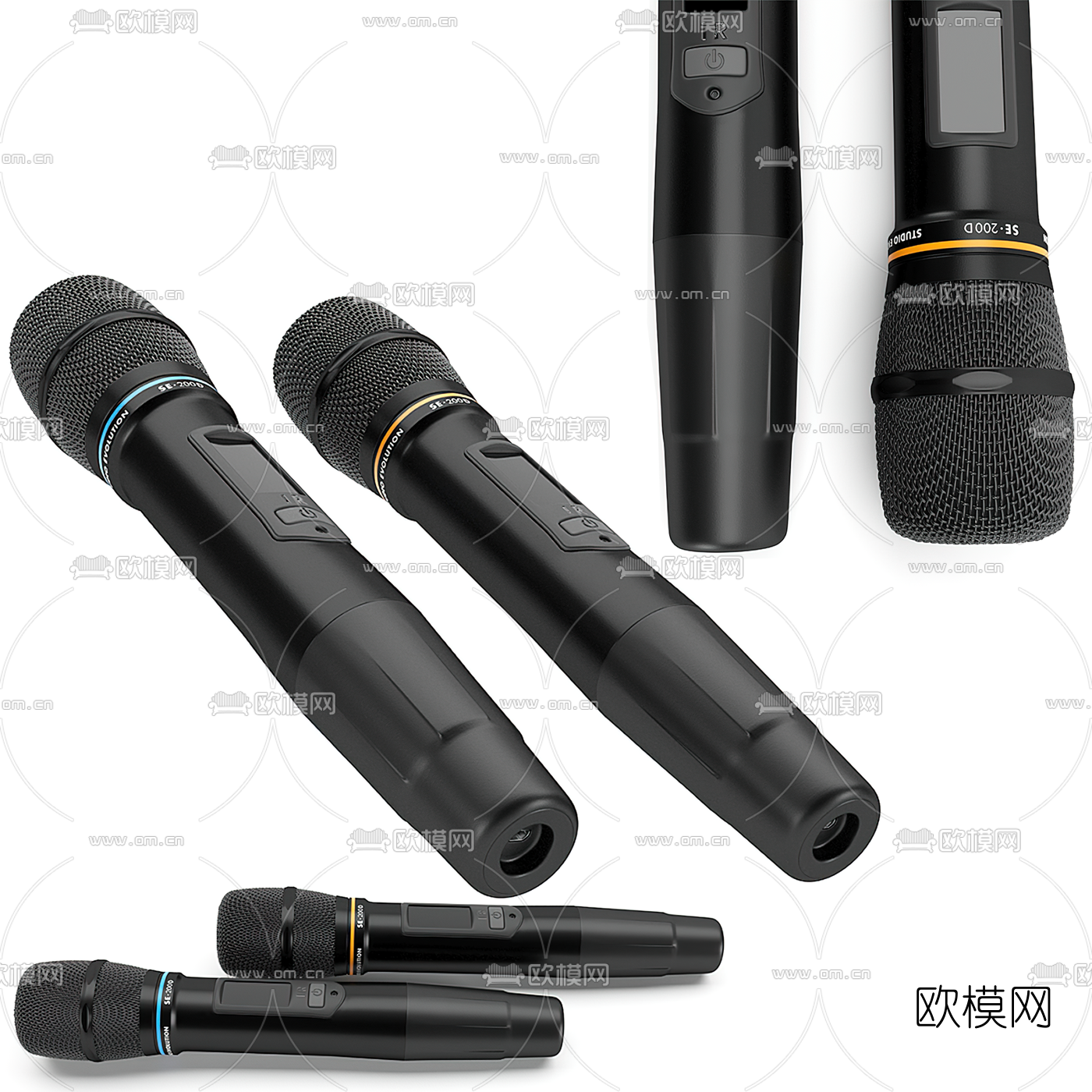 现代无线话筒麦克风3d模型下载