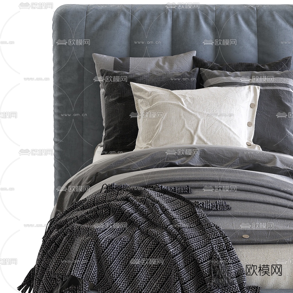 RH 现代单人床3d模型下载（渲染图3）