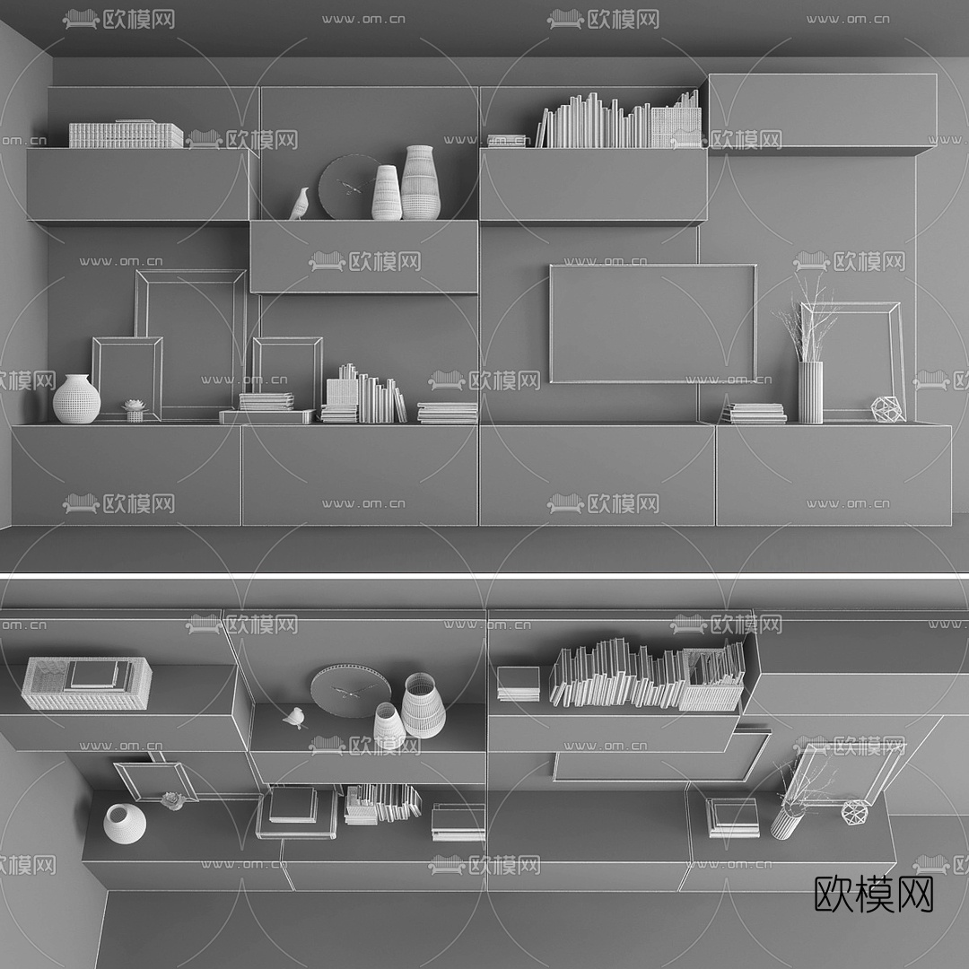 现代电视背景墙装饰柜3d模型