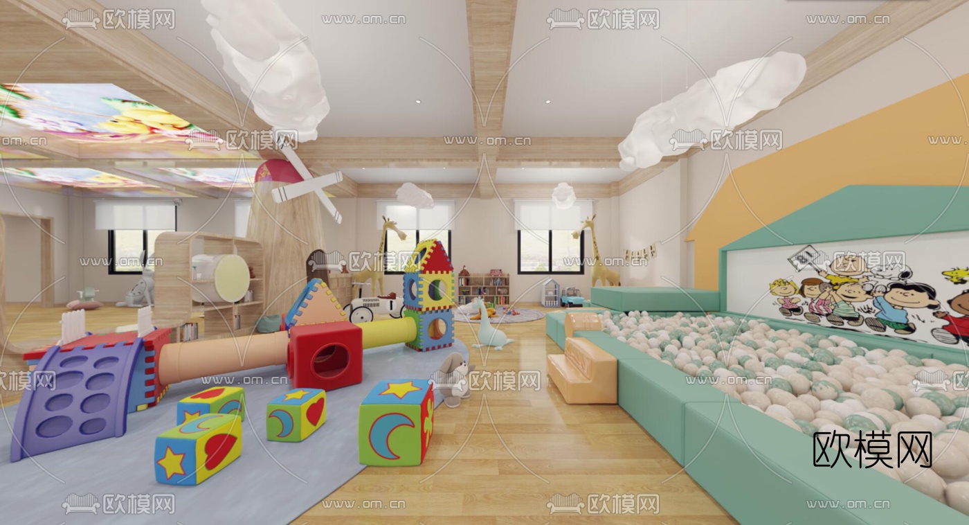 现代幼儿园儿童活动区vr全景3d模型