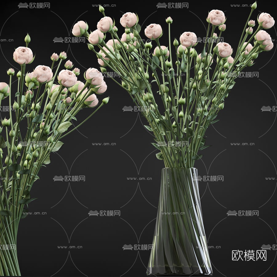现代插花花瓶花卉3d模型