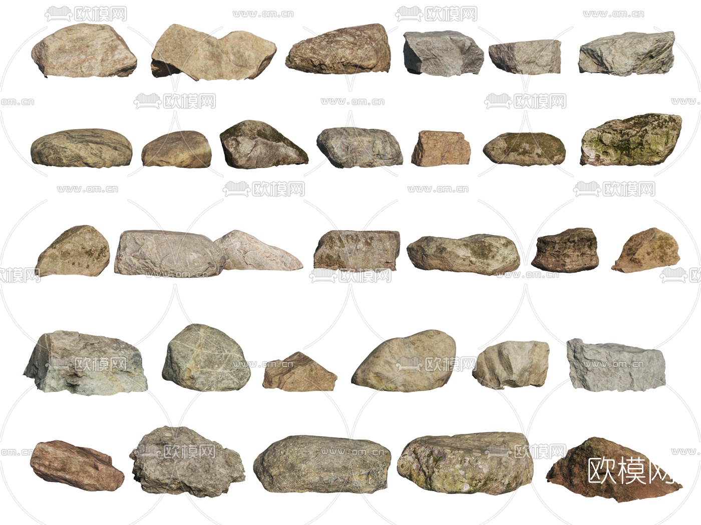 自然风石头石块3d模型下载（渲染图1）