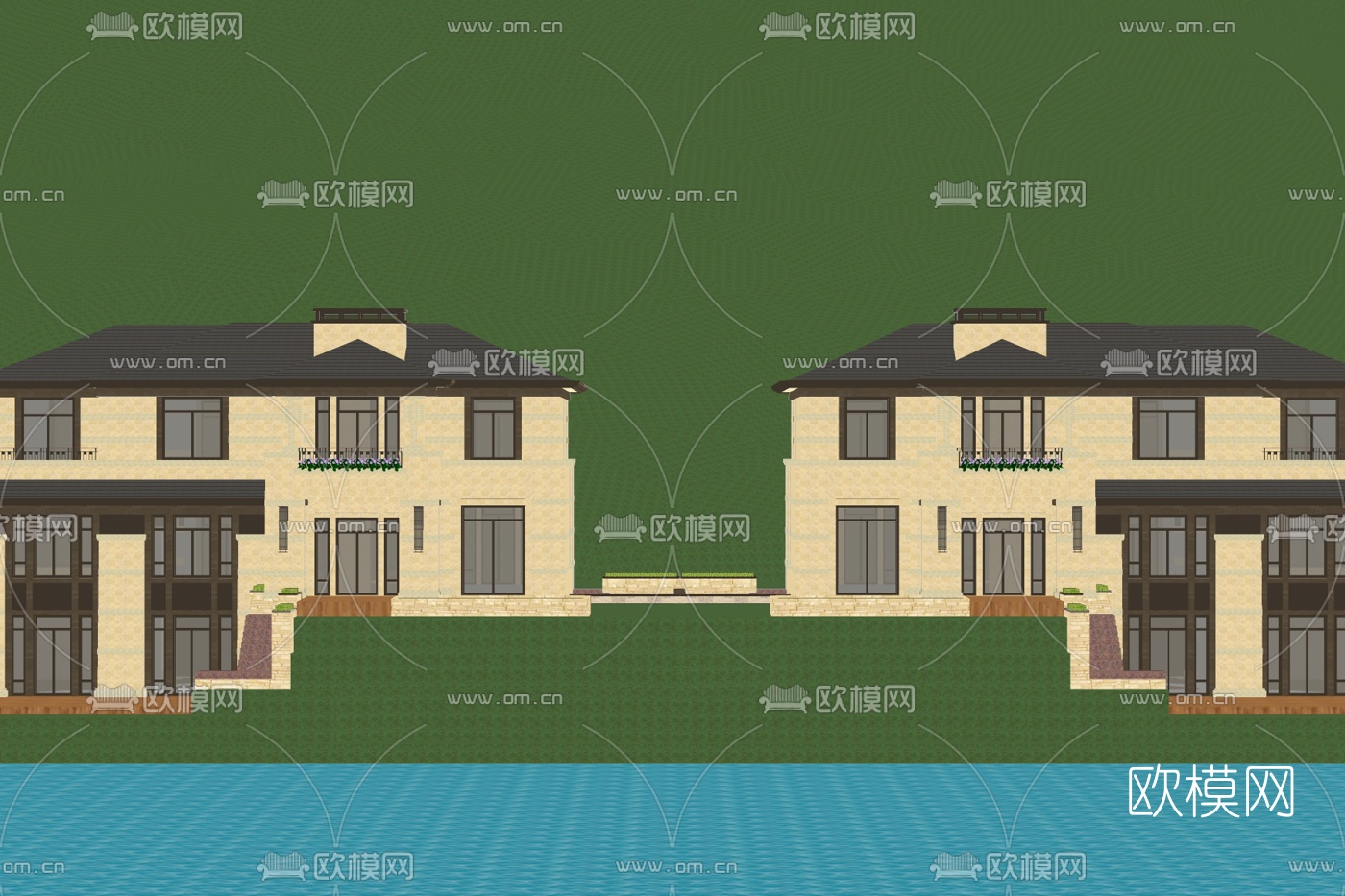 现代独栋别墅外观su模型下载